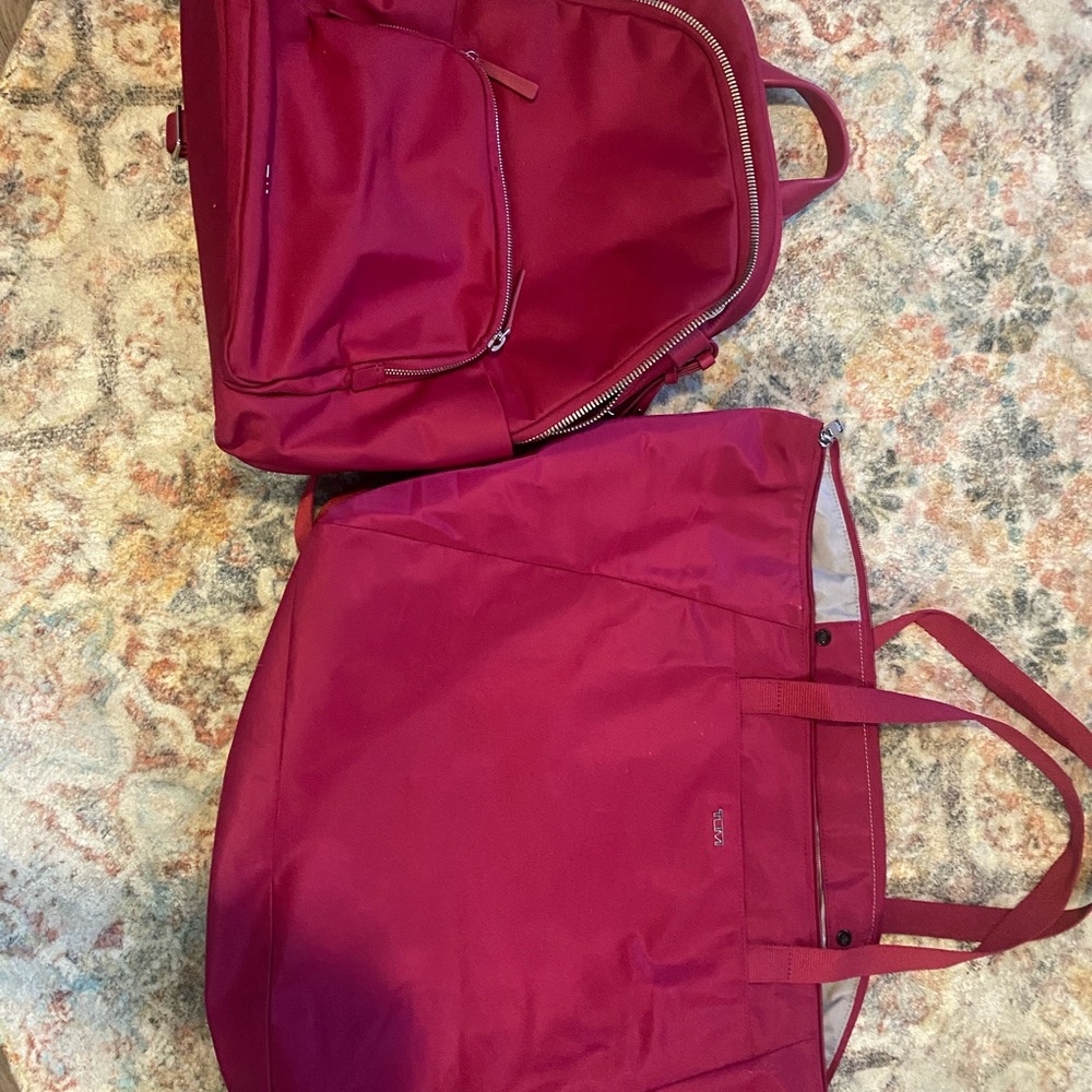 Tumi Hot Pink Backpack and Tote Set
